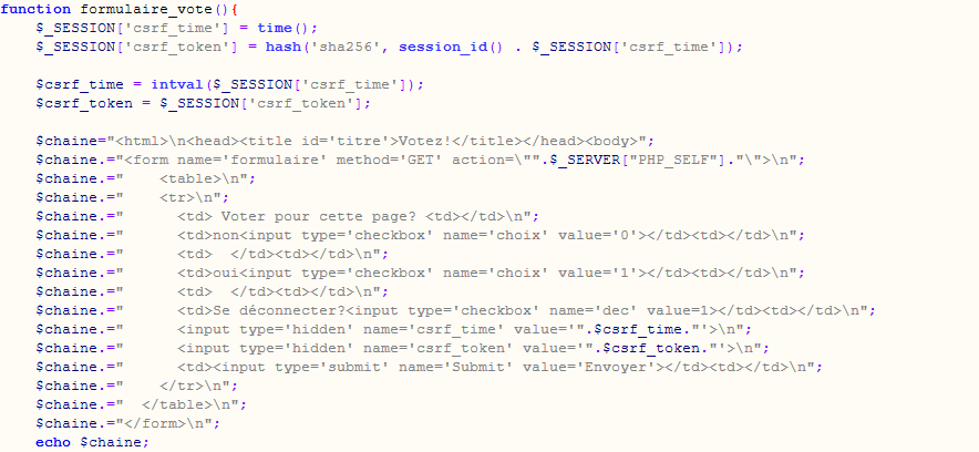 Code de protection CSRF